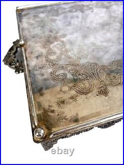 Beautiful, vintage, heavy silver plate footed tray