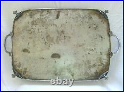Big Vintage 20 Silver Plate Footed Gallery Tray Reticulated Pierced Serving