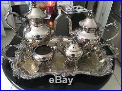 Birmingham Silver Company Vintage 5 Piece Silver on Copper Tea Coffee Set