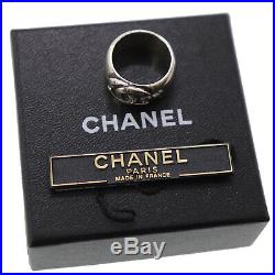 CHANEL CC Cambon Logos Silver Finger Ring Silver-Plated Vintage Authentic #BB177