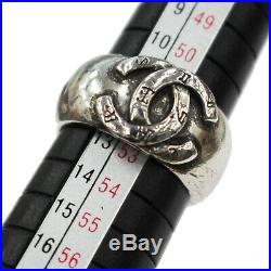 CHANEL CC Cambon Logos Silver Finger Ring Silver-Plated Vintage Authentic #DD230