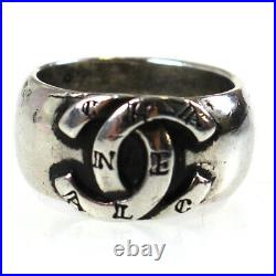 CHANEL CC Cambon Logos Silver Finger Ring Silver-Plated Vintage Authentic #Z53 M