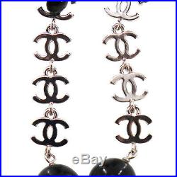 CHANEL CC Logos Silver Plated Piercing 08 P France Vintage Authentic #AB362 I