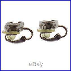CHANEL Logos Earrings Silver Plated 05A Clip-On Vintage France Auth #HH866 I