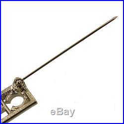 CHANEL Logos Rhinestone Silver Brooch A17 C Gold-Plated Vintage Auth #AB367 I