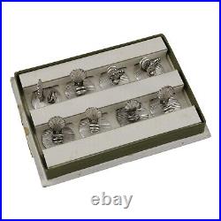 CHRISTOFLE Silver Plate FEUILLE Design Boxed Set of 8 Place Card Holders