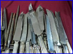 CRAFT LOT of 70 SILVERPLATE CARVING KNIVES FORKS RODS Mixed Vintage Flatware