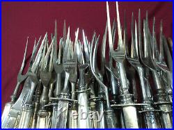CRAFT LOT of 70 SILVERPLATE CARVING KNIVES FORKS RODS Mixed Vintage Flatware