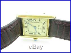 Cartier Must De Tank Quartz Vintage Argent Vermeil Gold Plated Ladies Watch Box