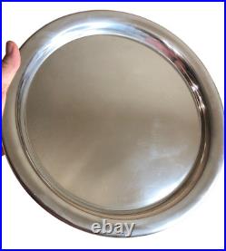 Cartier Silver Plated Pewter Platter Vintage 11 Signed Serving Tray withBox Round