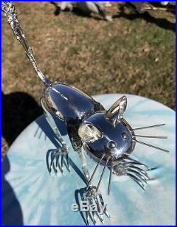 Cat Spoon Sculpture Figurine From Vintage Silverplate Flatware