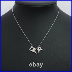 Christian Dior Authentic Necklace Logo Letter Silver Plated Pendant Vintage
