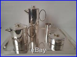 Christofle Silver Plated Vintage 1970s Mercury Tea Set Tray 5pcs Lino Sabattini