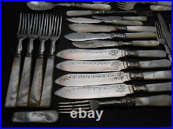 Collection of Mother Of Pearl Handled Spoon Forks Cutlery Silver Plated etc