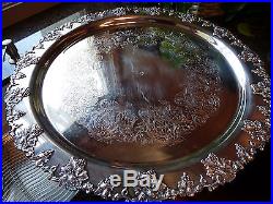 Complete 15 Piece Silver Plate Punch Bowl Set-Vintage Pattern