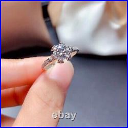 Dainty 1.30 CT Round Cut Vintage Moissanite Proposal Ring 14K White Gold Plated