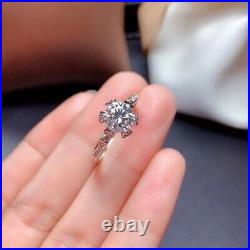 Dainty 1.30 CT Round Cut Vintage Moissanite Proposal Ring 14K White Gold Plated