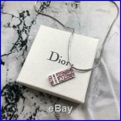Dior Trotter necklace Pink silver plate vintage Women Accessories No box