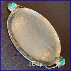 EMILIA CASTILLO Silver Plated Hammered Frog on Lily Pad Tray Platter VINTAGE