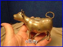 ESTATE FIND Vintage Silver Cow Pitcher with Glass Eyes Figural Creamer
