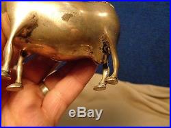 ESTATE FIND Vintage Silver Cow Pitcher with Glass Eyes Figural Creamer