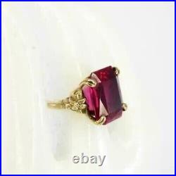 Edwardian Women's 2.40Ct Emerald Cut Red Ruby Vintage Ring 14K White Gold Plated