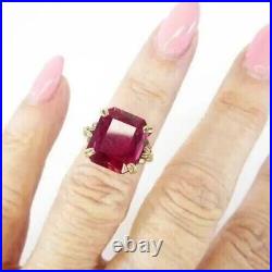 Edwardian Women's 2.40Ct Emerald Cut Red Ruby Vintage Ring 14K White Gold Plated