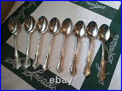 Eight Greenbrier Resort Hotel large 6 3/4 G logo Silver Plate Tablespoons