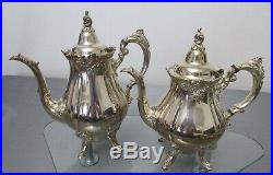 Elegant Antique, Vtg, Brillant Silverplate Wallace Baroque 6 Piece Coffee, Tea Set