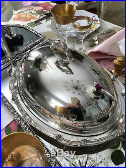 English Silver Company Silver Plate Meat Dome & Tray Vintage