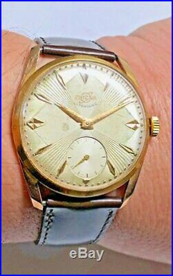 Enicar Ultrasonic Champagne Dial Gold Plated St. Steel 17 Jewels Swiss Watch