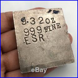 Esr 9.32 Oz Vintage Old 999 Silver Shear Plate Ingot Bar Exceedingly Rare