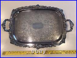 Eton vintage 24x 16 silver plated footed Butler serving tray with large handles