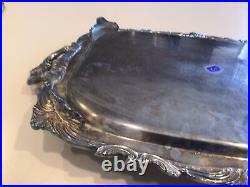 Eton vintage 24x 16 silver plated footed Butler serving tray with large handles