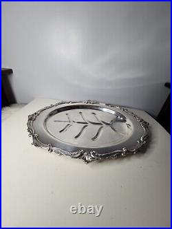 Eton vintage silver plated meat tray large footed