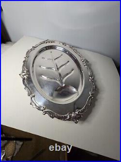 Eton vintage silver plated meat tray large footed