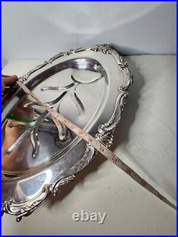 Eton vintage silver plated meat tray large footed