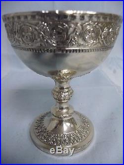 FOURTEEN VTG. CORBELL & CO. SILVER PLATE CHAMPAGNE GLASSES WithORNATE CREST/GRAPES