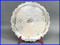 Fabulous Vintage American Rose Round Tray Silver Plate By International Silver