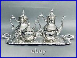 Fabulous Vintage Set of 4 WM Rogers Silver Plate Tea Set On Oneida Tray