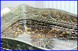 Faux Tortoiseshell Vintage Butlers Tray Silver Plated Large