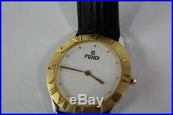 Fendi Orologi Monogram Gold Plated Stainless Leather Band Watch 35MM Women's