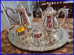 Free Shipping! Vintage Oneida Silver Plated 5 Piece Ornate Tea & Coffee Set