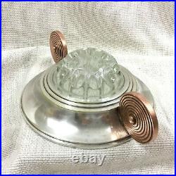 French Art Deco Silver Plated Copper Flower Holder Table Centerpiece Geometric