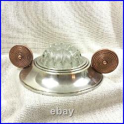 French Art Deco Silver Plated Copper Flower Holder Table Centerpiece Geometric