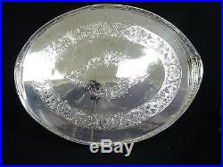 Gorgeous Large 23 Vintage Sheffield 1528 Chased Silver Plated Oval Gallery Tray