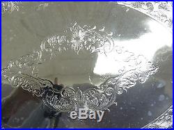 Gorgeous Large 23 Vintage Sheffield 1528 Chased Silver Plated Oval Gallery Tray