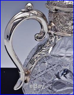 Gorgeous Victorian Mappin & Webb Silver Plate & Cut Glass Wine Ewer Claret Jug