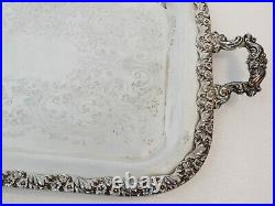 GORGEOUS Vintage Silver Plate 25 Handled / Footed Serving Platter Tray NO MONO