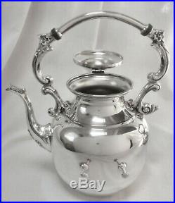GORGEOUS! Vtg English Slv Plate Tilt Coffee/Teapot/Water Pot wStand & Burner Pot